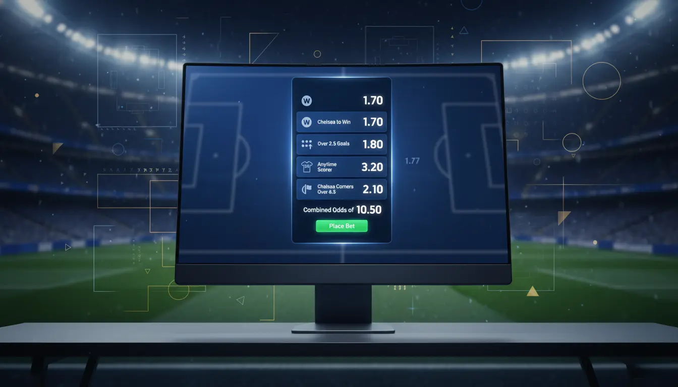 Chelsea accumulator betting strategy showing multiple bet selections combined with multiplied odds for maximum returns