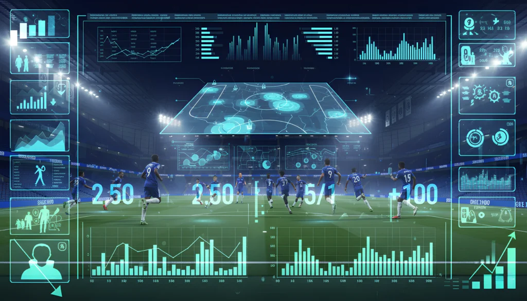 Chelsea FC Stamford Bridge stadium with betting theme and professional sports atmosphere