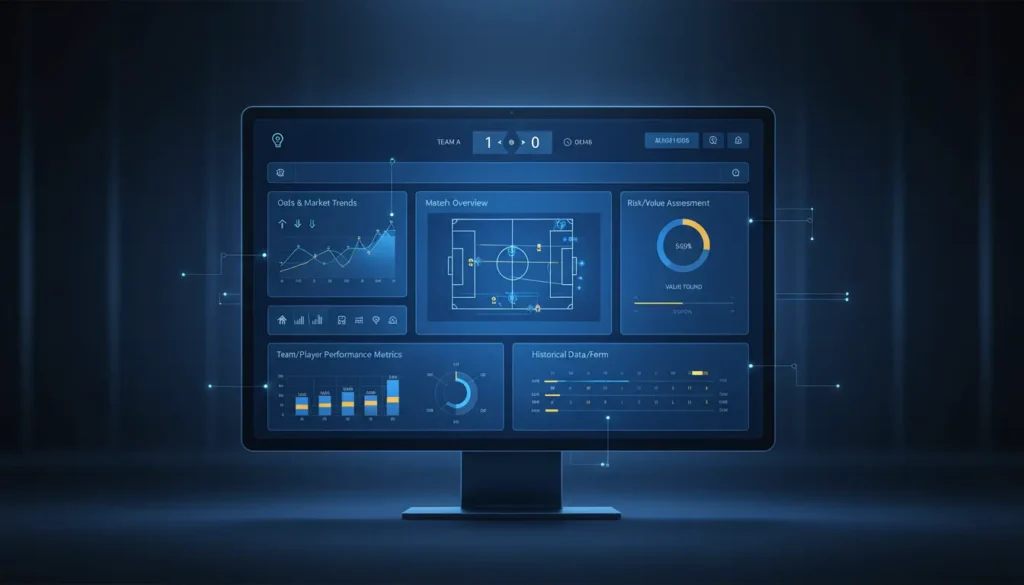 Modern sports analytics dashboard showing Chelsea FC betting statistics with clean blue interface and data visualization