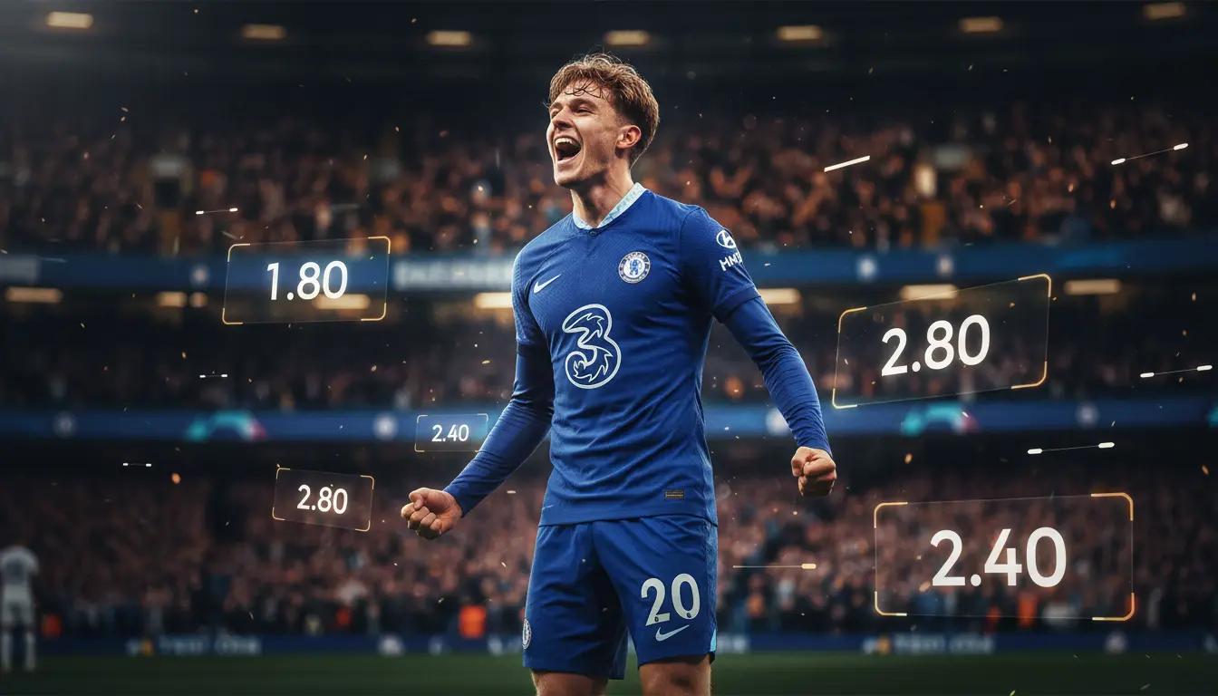 Cole Palmer Chelsea FC betting guide hero image showing the star player in action with betting odds overlay